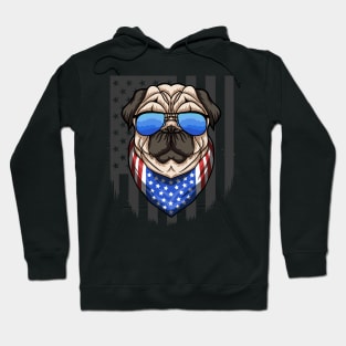 Patriotic Pug Bandana American Flag USA 4th Of July Dog Gift Hoodie